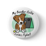 Kawaii Brown Border Collie Flyball Button