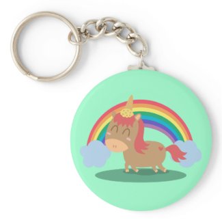 Kawaii Brown Horse trying to be a Unicorn Keychains