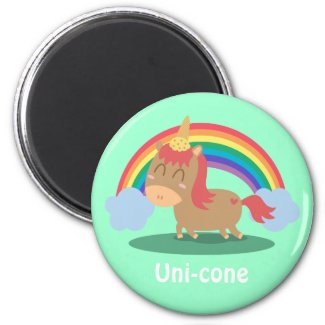 Kawaii Brown Horse trying to be a Unicorn Magnets