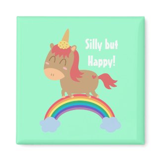 Kawaii Brown Horse trying to be a Unicorn Magnets