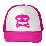 Kawaii Bubble Skull Hot Pink hats