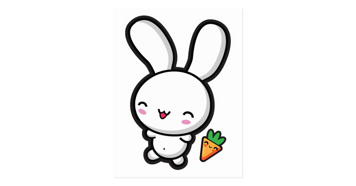 Kawaii Bunny And Carrot Postcard Zazzle