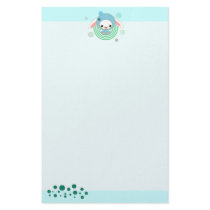 kawaii bunny blue stationery