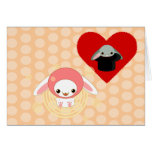 kawaii bunny pink be my valentine greeting cards