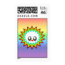 KAWAII BURST RAINBOW HAPPY FACE postage