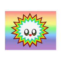 KAWAII BURST RAINBOW HAPPY FACE POST CARD