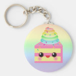 Kawaii Cake Pink Rainbow Sprinkles Fun Dessert Key Chain