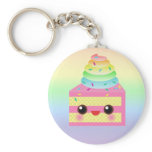 Kawaii Cake Pink Rainbow Sprinkles Fun Dessert keychains