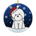 Kawaii Cartoon Bichon Frise Christmas Ornament