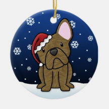 Kawaii Cartoon Brindle French Bulldog Christmas Ornament