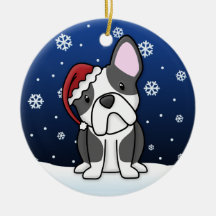Kawaii Cartoon French Bulldog Christmas Ornament