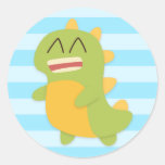 Kawaii cartoon of green and yellow Dino Sticker