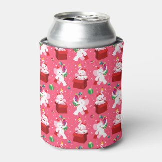 Kawaii Cartoon X-mas White Elephant Can Cooler