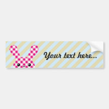 Kawaii checkered rabbit bumper stickers