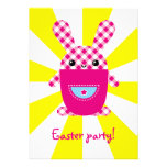 Kawaii checkered rabbit invitations