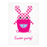 Kawaii checkered rabbit invitations