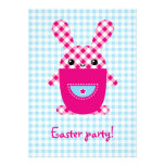 Kawaii checkered rabbit invitations