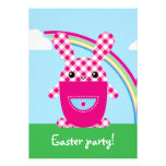 Kawaii checkered rabbit invitations
