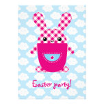 Kawaii checkered rabbit invitations