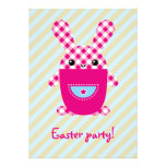 Kawaii checkered rabbit invitations