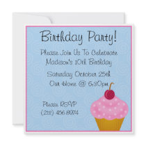 Kawaii Cherry Cupcake Birthday Party Invitations by megakawaii Kawaii Cherry Cupcake Birthday Party Invitations