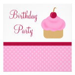Kawaii Cherry Cupcake Birthday Party Invitations