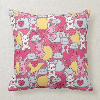 Kawaii Child Pattern with Cute Doodles Pillow