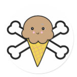 kawaii chocolate ice cream cone crossbones stickers