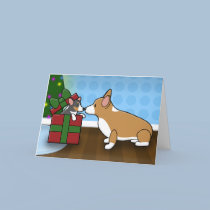 Kawaii Christmas Corgi Puppy Gift Card cards