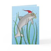 Kawaii Christmas Dolphin Christmas Card by ZoologicallyInclined Kawaii Christmas Dolphin Christmas Card