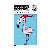 Kawaii Christmas Flamingo postage