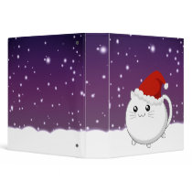 Kawaii christmas kitty in santa medium 3 ring binders