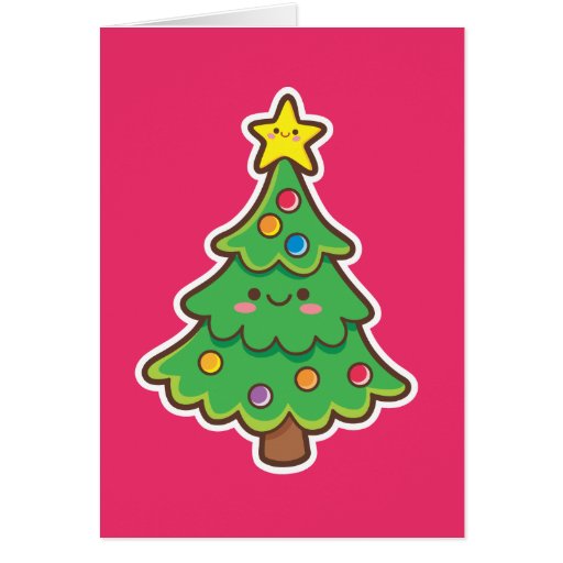 Kawaii Christmas Tree Card | Zazzle