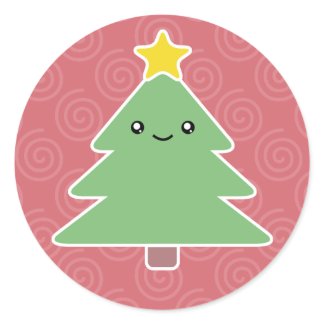 Kawaii Christmas Tree Holiday Stickers sticker