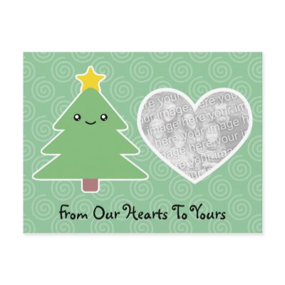 Kawaii Christmas Tree Postcard Template by mariannegilliand