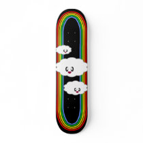 KAWAII CLOUDS RAINBOW HAPPY FACE skateboards by kawaiifiveo KAWAII CLOUDS RAINBOW HAPPY FACE skateboards