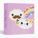 Kawaii clouds with rainbow and stars on purple vinyl binder