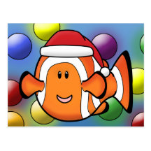 Kawaii Clownfish Christmas Postcards