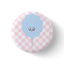 KAWAII COTTON CANDY CHECKERBOARD PIN BUTTON by kawaiifiveo KAWAII COTTON CANDY CHECKERBOARD PIN BUTTON