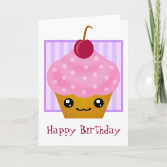 Kawaii Cupcake Birthday Card card