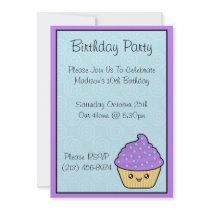 Kawaii Cupcake Birthday Party Invitations by megakawaii Kawaii Cupcake Birthday Party Invitations