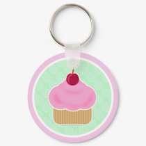 Kawaii Cupcake Cherry Keychain