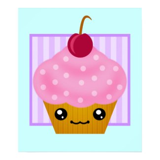 Kawaii Cupcake Cherry Poster print