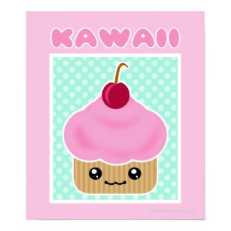 Kawaii Cupcake Cherry Poster print