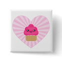 Kawaii Cupcake Heart Badge buttons by megakawaii Kawaii Cupcake Heart Badge buttons