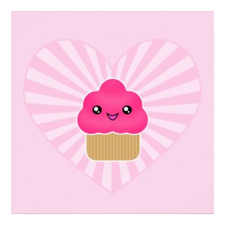 Kawaii Cupcake Heart Poster print