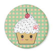 Kawaii Cupcake in Polka Dots Magnets