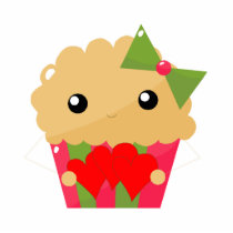 Kawaii Cupcake Muffin Holding Hearts photo sculptures