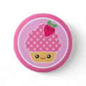 Kawaii Cupcake Strawberry button