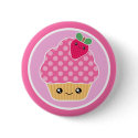 Kawaii Cupcake Strawberry button